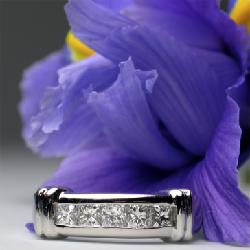 sliver ring on purple flower
