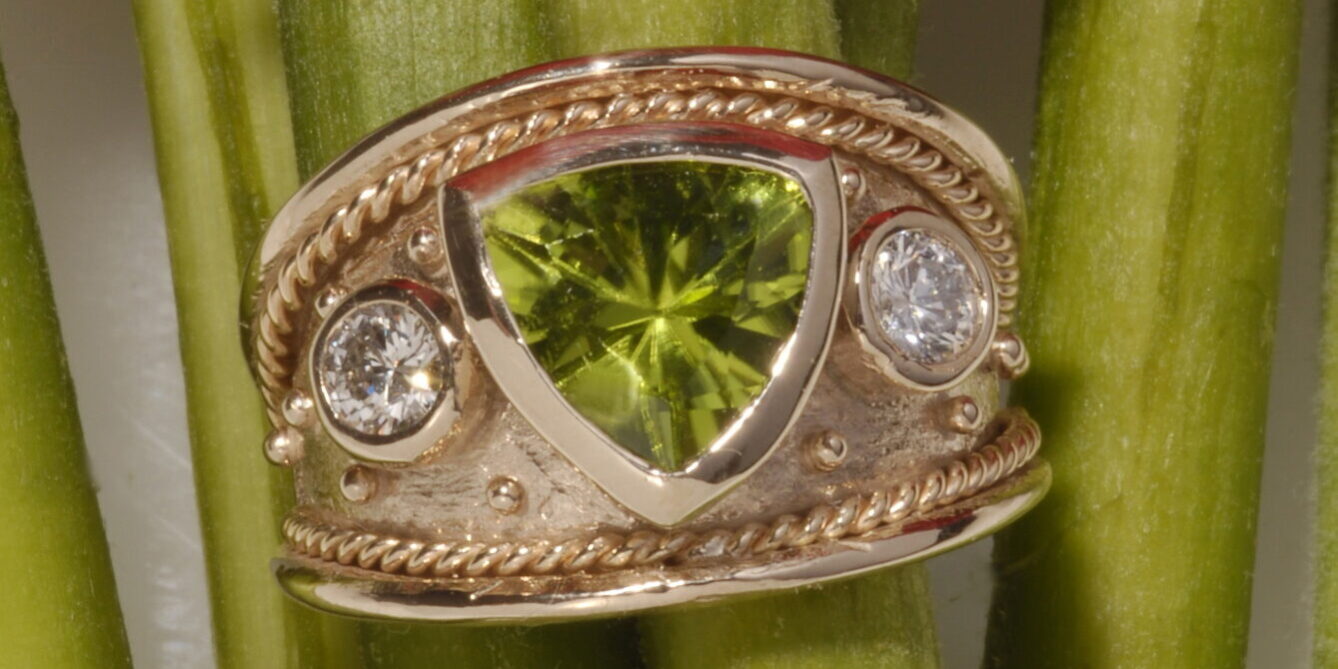 peridot ring peridot and diamond signature ring secrete fine jewelry