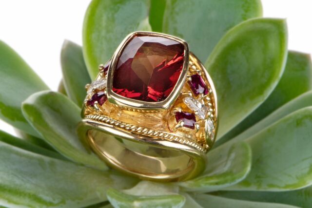 A magnificent Mexican Opal steals the stage in this Secret Signature Ring. Mexican Opals are indeed true opals that form when water is trapped in volcanic lava, thus conducting a vibrant red, orange or yellow hue. 

This custom creation of ours is set in 18k yellow gold, with rubies and diamonds for contrast 🔥

#mexicanopal #opalring #signaturejewelry #customring #customdesign #statementring #handmade #redgemstone #diamonds